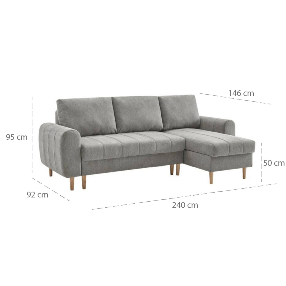 Sillón Esquinero con Baúles amplios - Amo Gris Claro