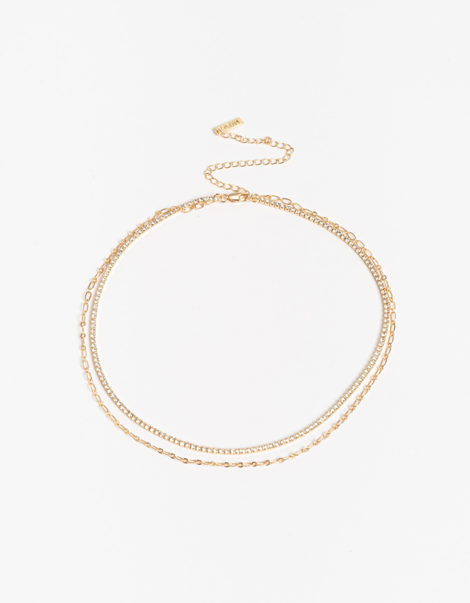 Collar Corto Multicadena Bañado En Oro 