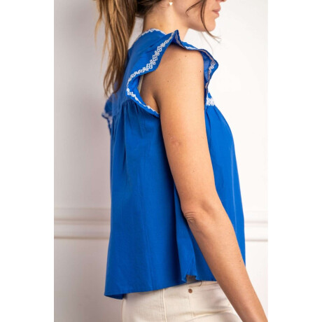Blusa Bordado Azul Francia
