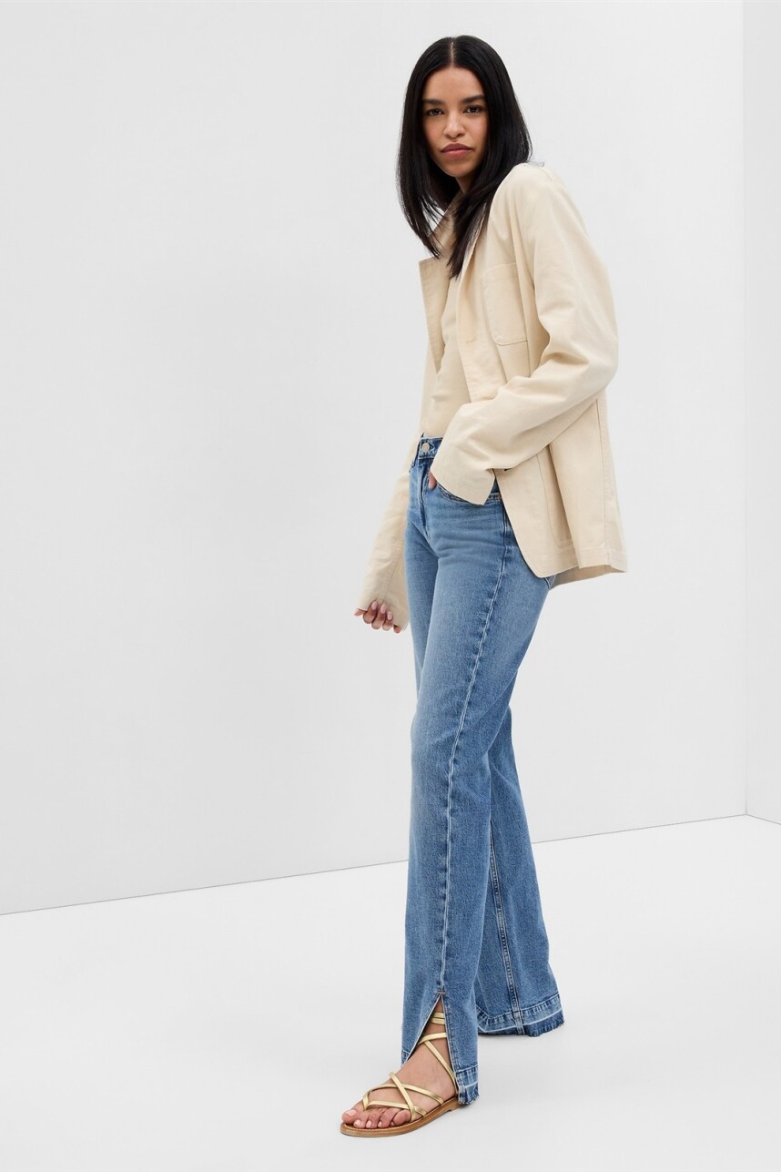 Jean 90S Loose Tiro Medio Mujer Medium Vintage Destroy