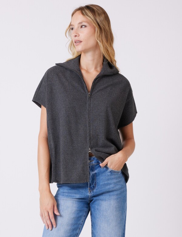 Cardigan Con Cierre GRIS OSCURO