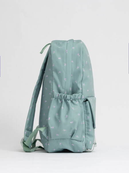 Mochila Estampado Flores Verde