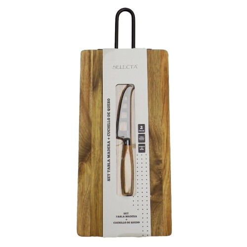 Set tabla madera acacia con cuchillo de queso Set tabla madera acacia con cuchillo de queso