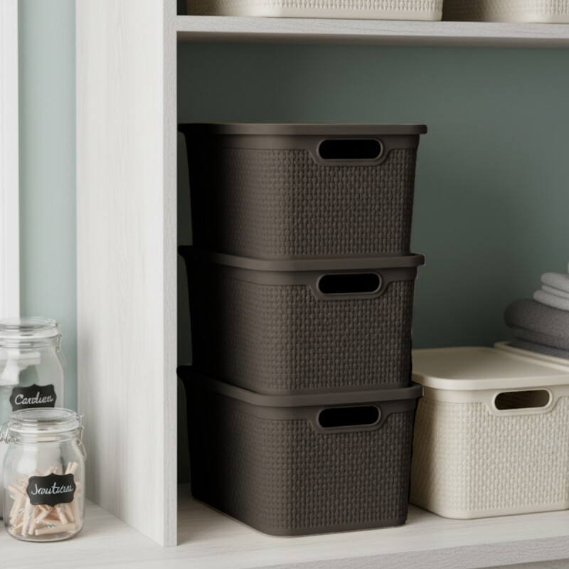 Set x3 Caja simil ratán 15 lts CHOCOLATE