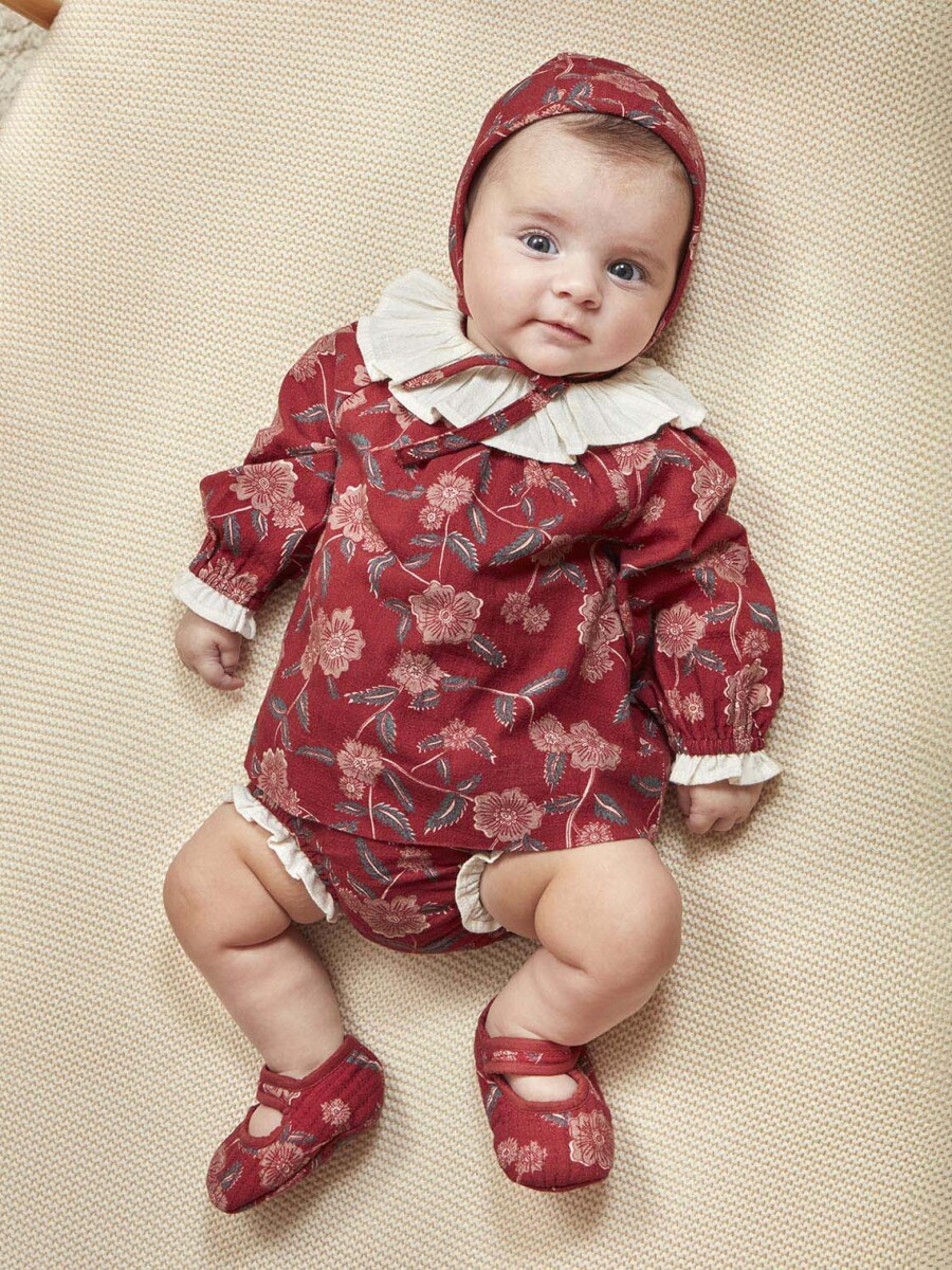 Vestido Estampado Con Granate