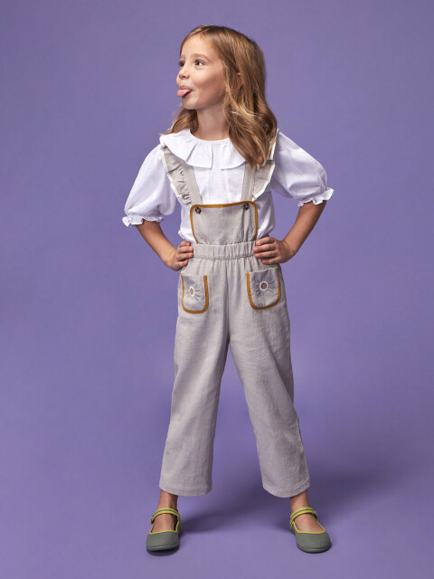 Pantalon Con Tirantes Gris