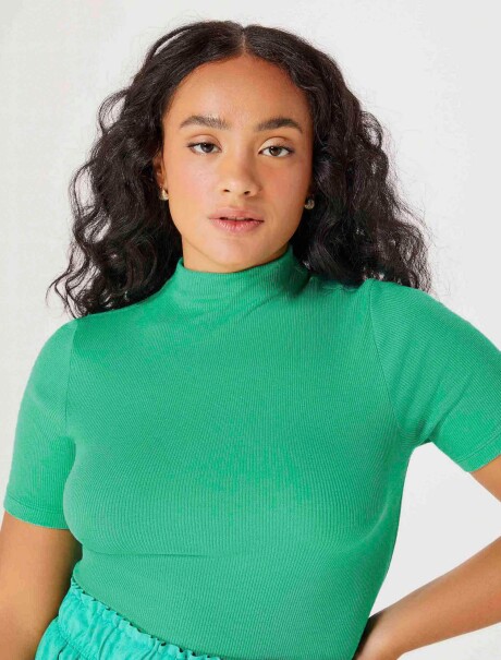 BLUSA MANGA CORTA CON CUELLO EN V VERDE