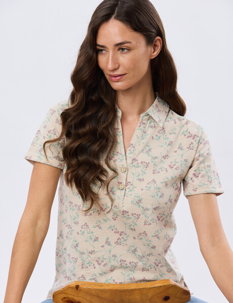 CAMISA ESTAMPADA DE ALGODÓN Beige