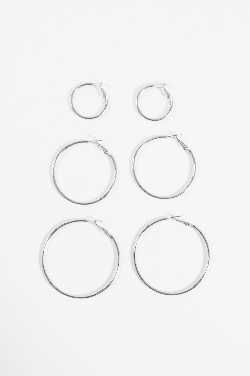 Set de aros finos plateado