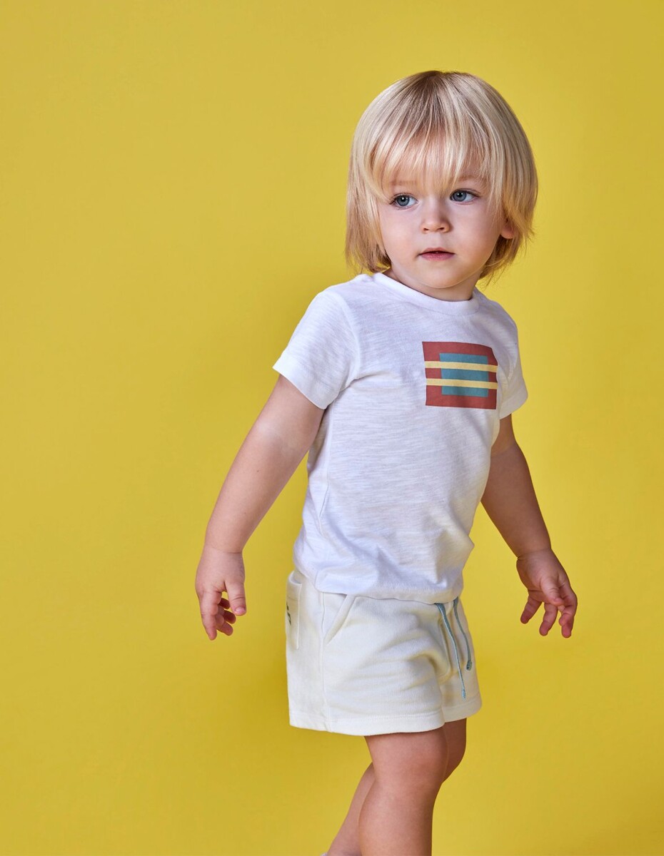 Camiseta Blanca Con Estampado Bandera - Blanco 