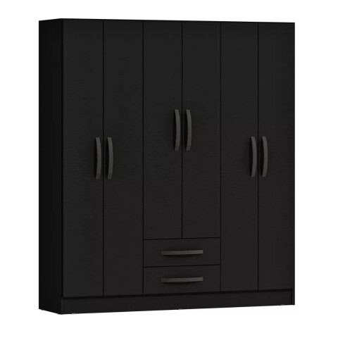 Armario Ropero Mac Mdp 6 Puertas 2 Cajones 9 Estantes Negro Armario Ropero Mac Mdp 6 Puertas 2 Cajones 9 Estantes Negro