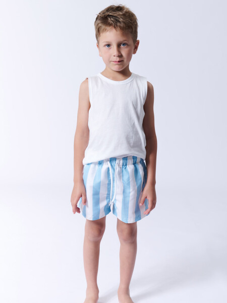Short de baño Rayas Celeste