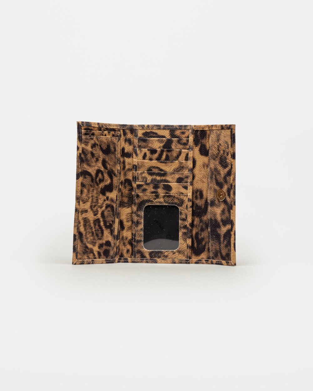 Billetera Chicago En Cuero Animal Print Negro