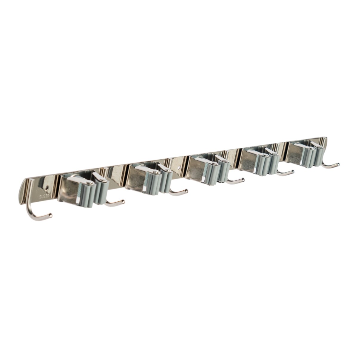 Soporte Escoba X 5 Clip Acero Inox Con Ganchos Casa Practica 