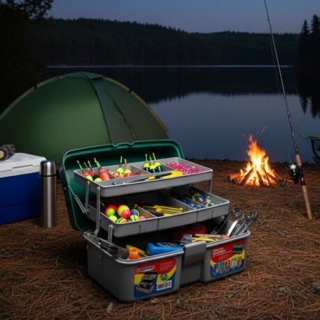 Caja Pesca Herramientas con Bandejas Y Divisiones Señuelos VERDE