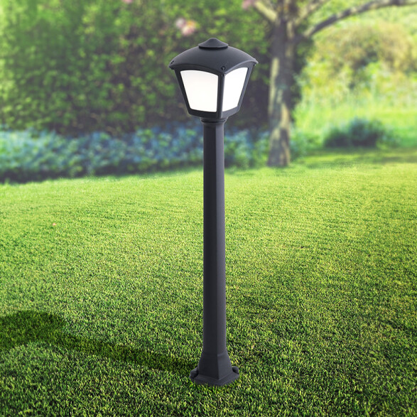 Farol c/columna opal negro 6W IP55 E27 GIAFFA/ROBY FL0589