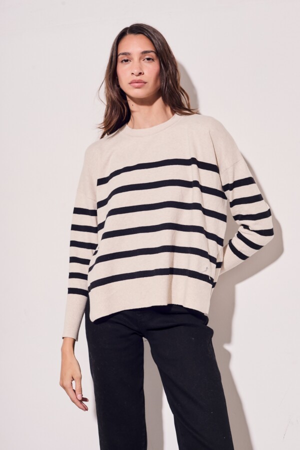 Sweater Rayado Beige Melange