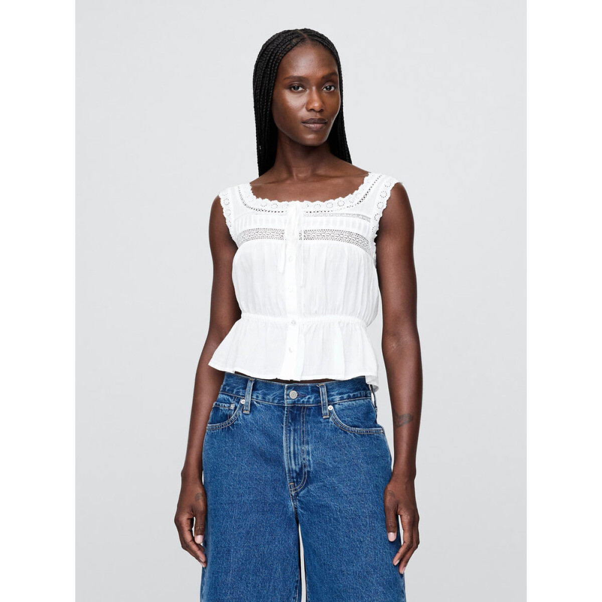 SL LACE TIE FEMME TOP - NEW OFF WHITE V2 