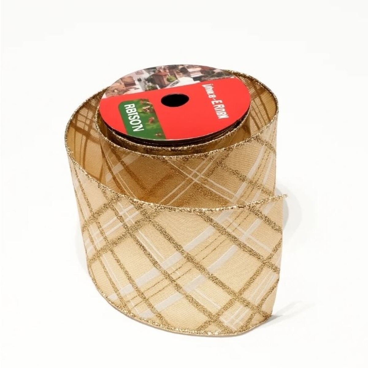 CINTA NAVIDEÑA LINO IMPRESIÓN GLITTER 6.2 CM X 2.7 MT. 