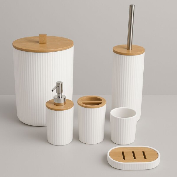 SET DE ACCESORIOS PARA BAÑO 6 PIEZAS - BLANCO SET DE ACCESORIOS PARA BAÑO 6 PIEZAS - BLANCO