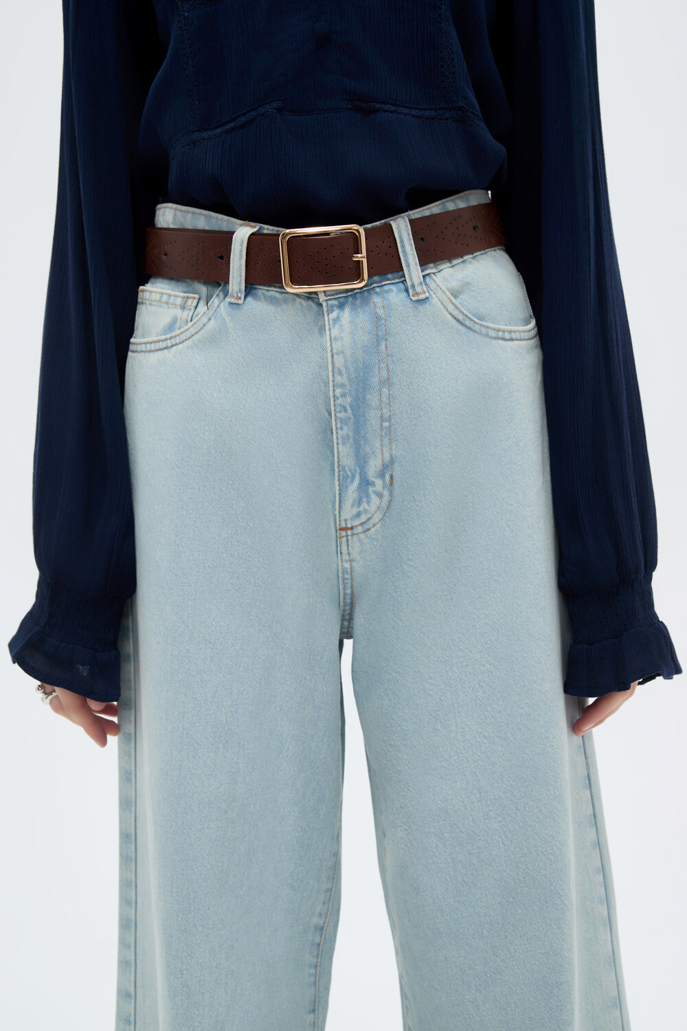 Pantalon Pano Celeste Grisaceo