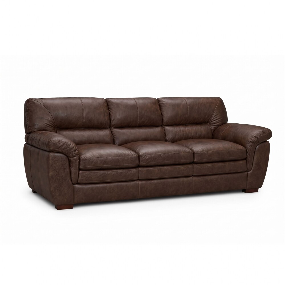 Sillon Livintus 3 Cuerpos Cuero Natural Cafe