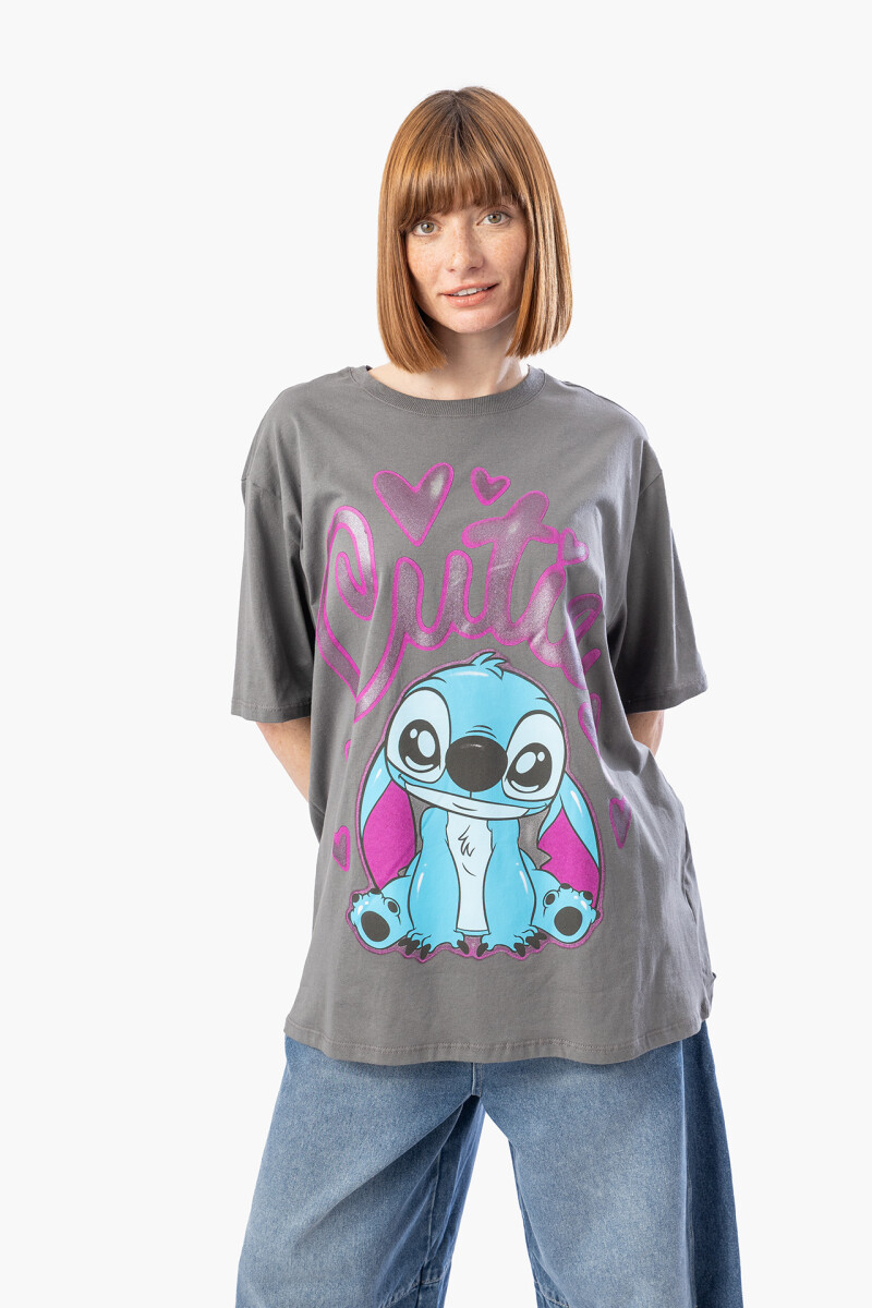 REMERA CUTIE STITCH - GRIS OSCURO 