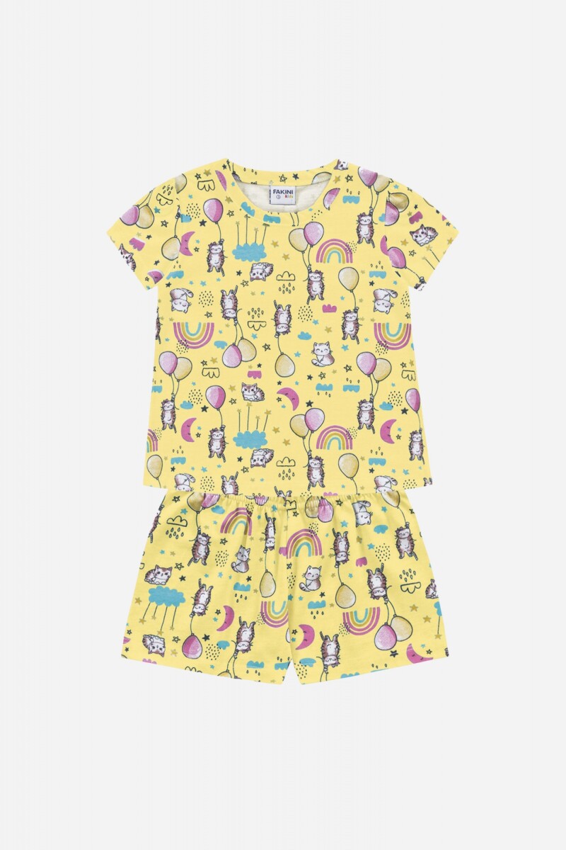 Conj. pijamas para niñas (blusa y shorts) AMARILLO