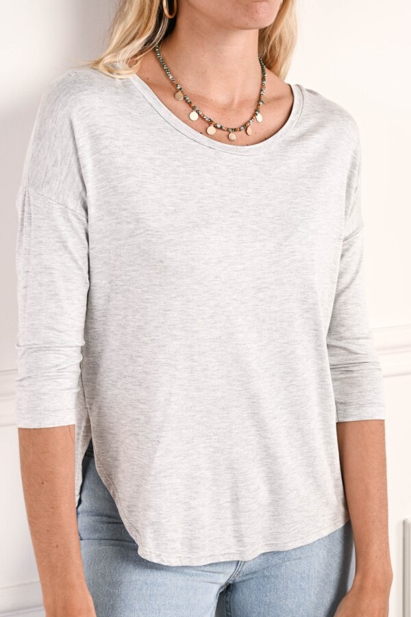 Remera Manga 3/4 Gris Melange