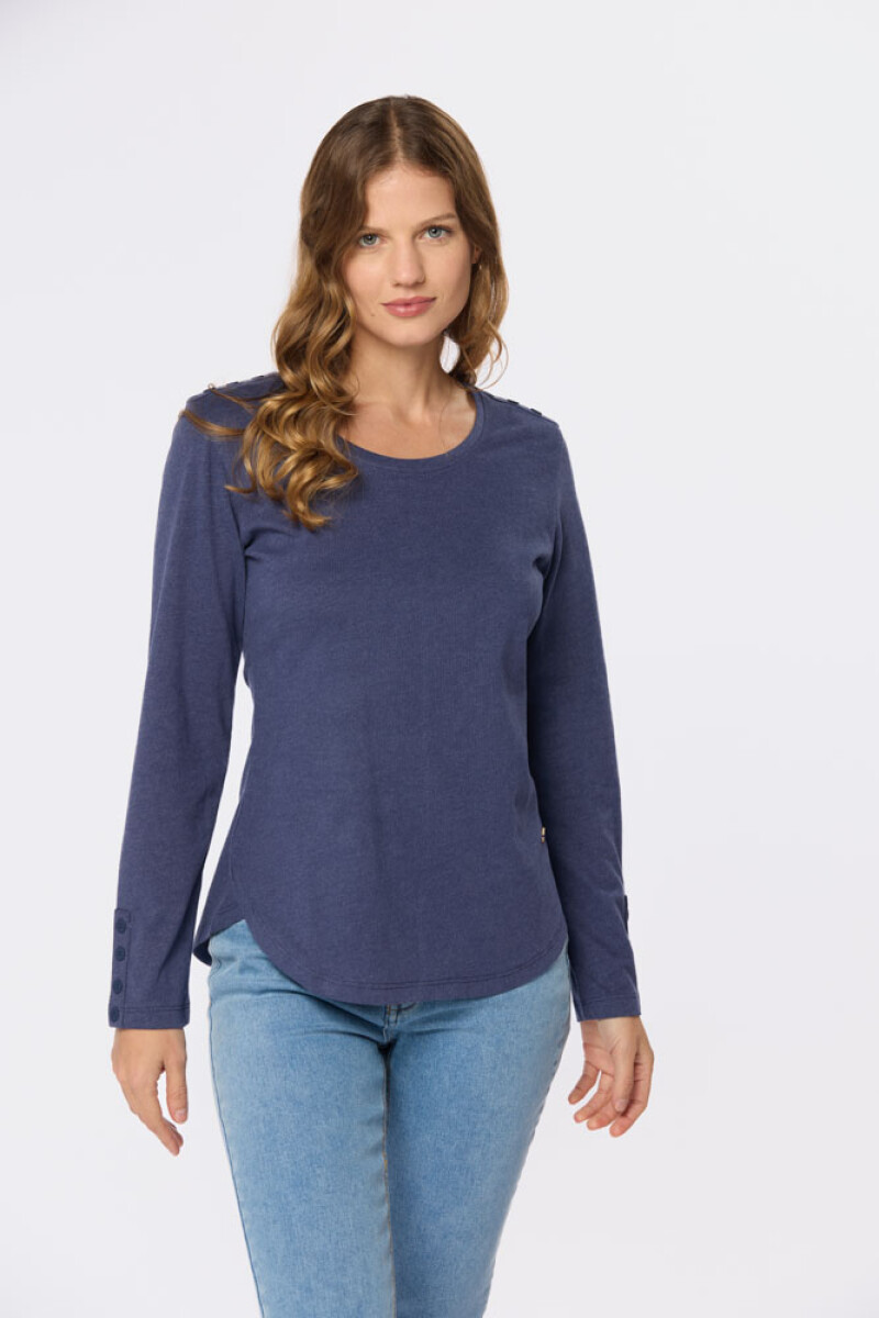 REMERA LISA CON BOTONES - Azul 