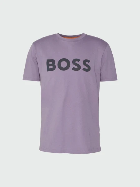 BOSS -Remera de algodón con logo, regular fit , THINKING Violeta