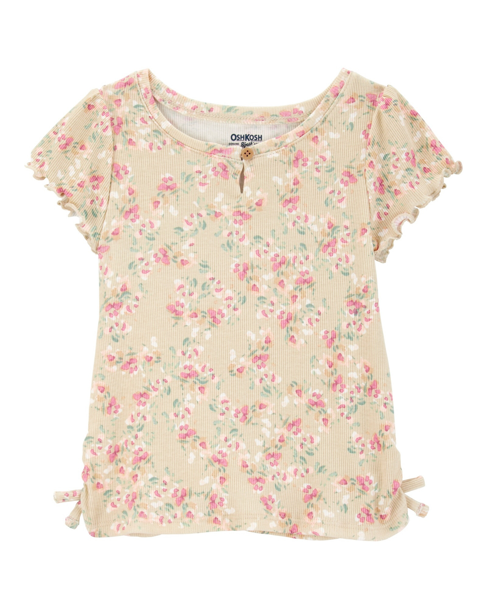 Remera de algodón acanalado, diseño floral Remera de algodón acanalado, diseño floral