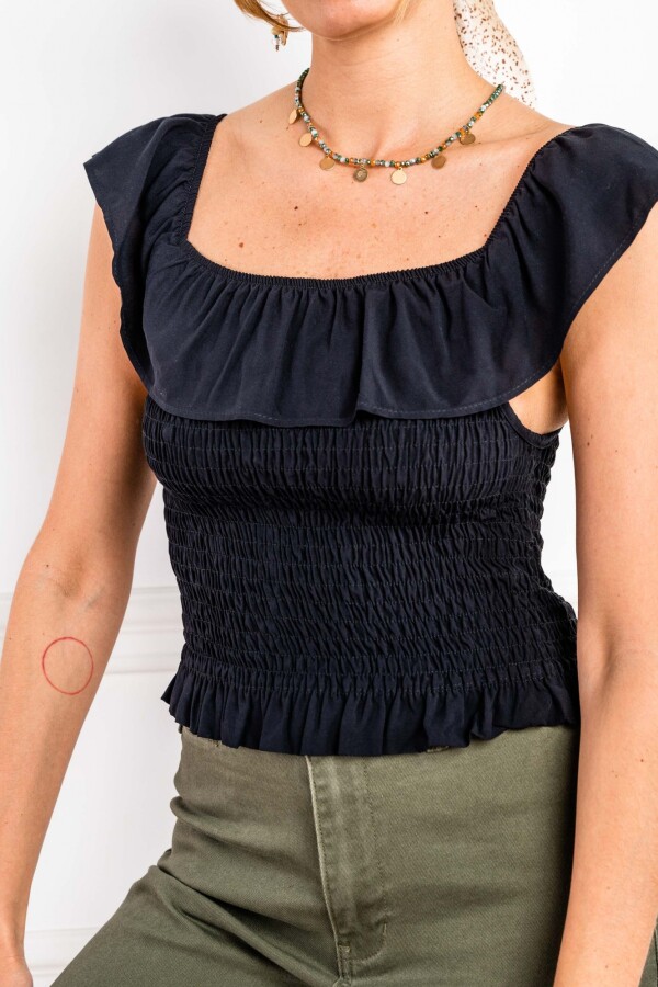 Blusa Volado Hombros Negro