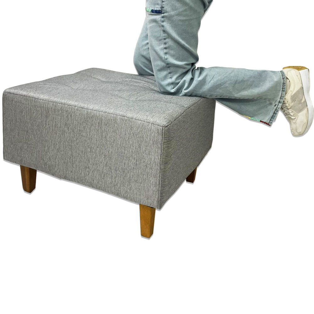 Puff tela y patas de madera Gris