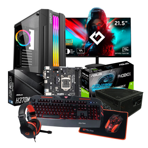 Combo Pc Gamer Core I5 8500 16gb/512gb Ssd Con Monitor Y Periféricos PC COMBO GAMER I5 8500 16/512/1650