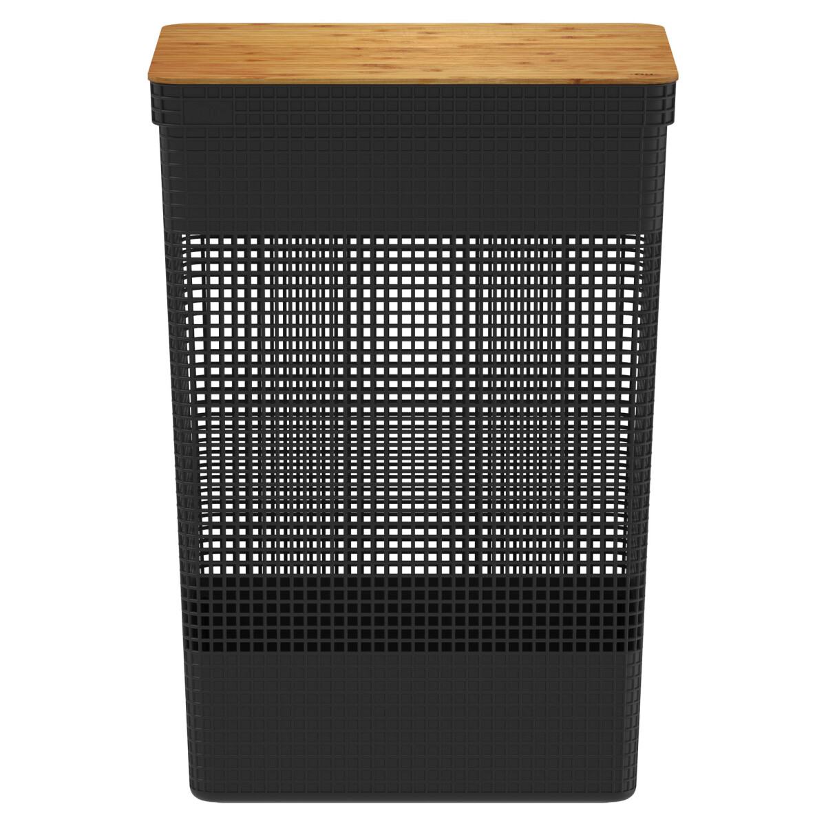 CESTA C/TAPA BAMBÚ - PLASTICO-RECICLADO NEGRO GRID 49L 