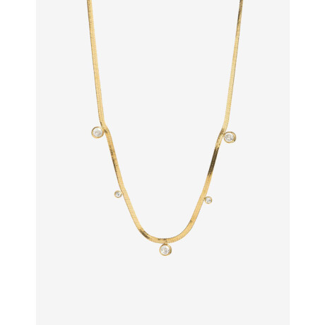 Collar De Acero Con Cubic Dorado