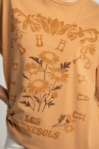 Remera Lavada Print Bisou Mocha