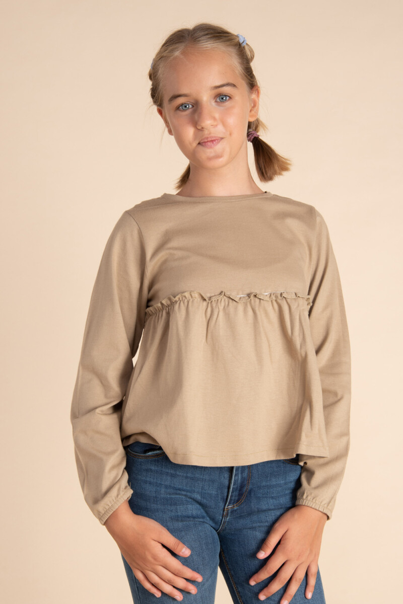 Blusa con corte - Tostado 