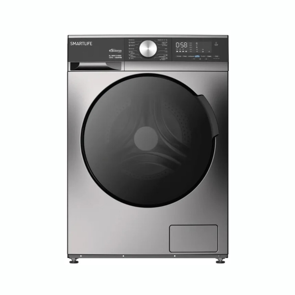 Lavarropas Inverter SMARTLIFE SL-WMI121400G Capacidad 12Kg Carga Frontal 