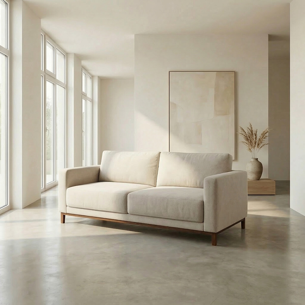 Sofá Barcelo - Tela Microfibra - 3 cuerpos - Kruger 02-152 (Beige) 