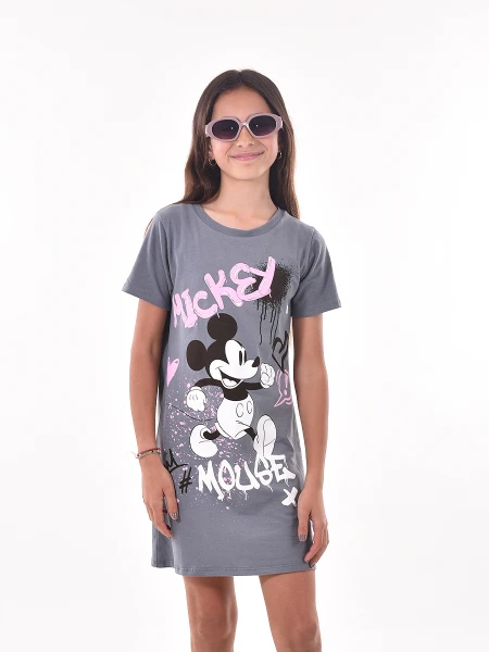 VESTIDO MICKEY GRAFFITI GRIS OSCURO