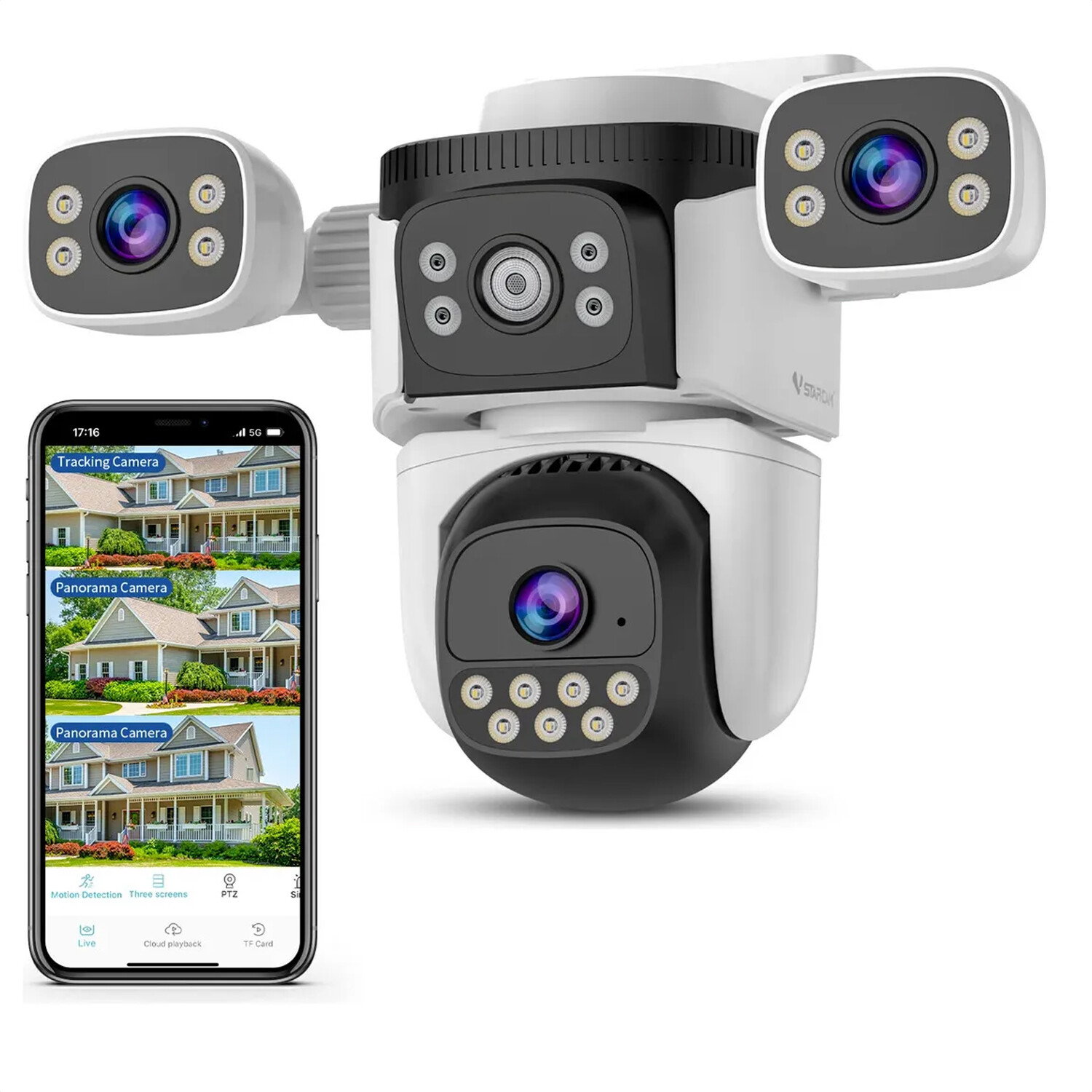 Cámara Triple Smart Exterior Movimiento Visión Nocturna - MULTI CAMARA ...