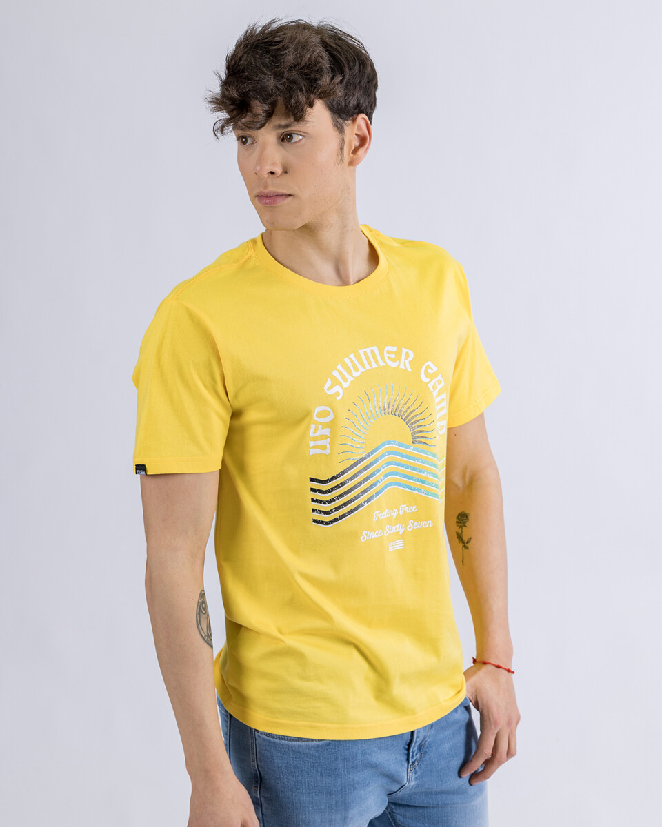 Camiseta en algodón estampada UFO Summer Camp amarilla - S 