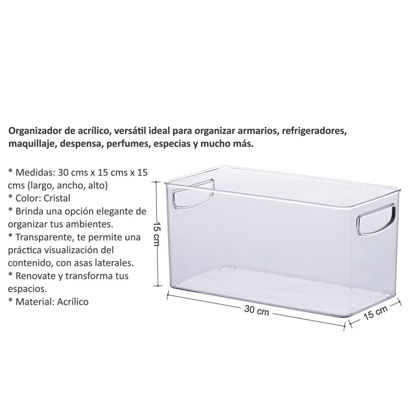 Caja organizadora acrílico 30 cm TRANSPARENTE