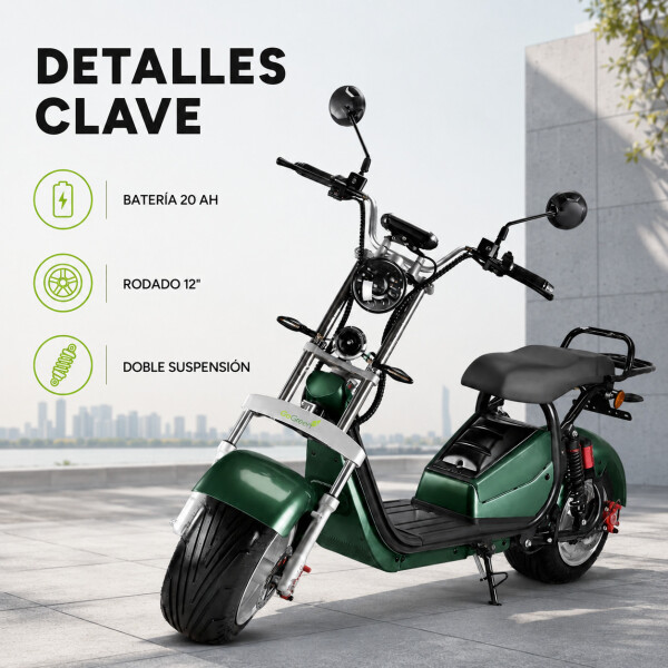 Moto Eléctrica GoGreen Adventure 2000W 20Ah R12 55km/h Verde