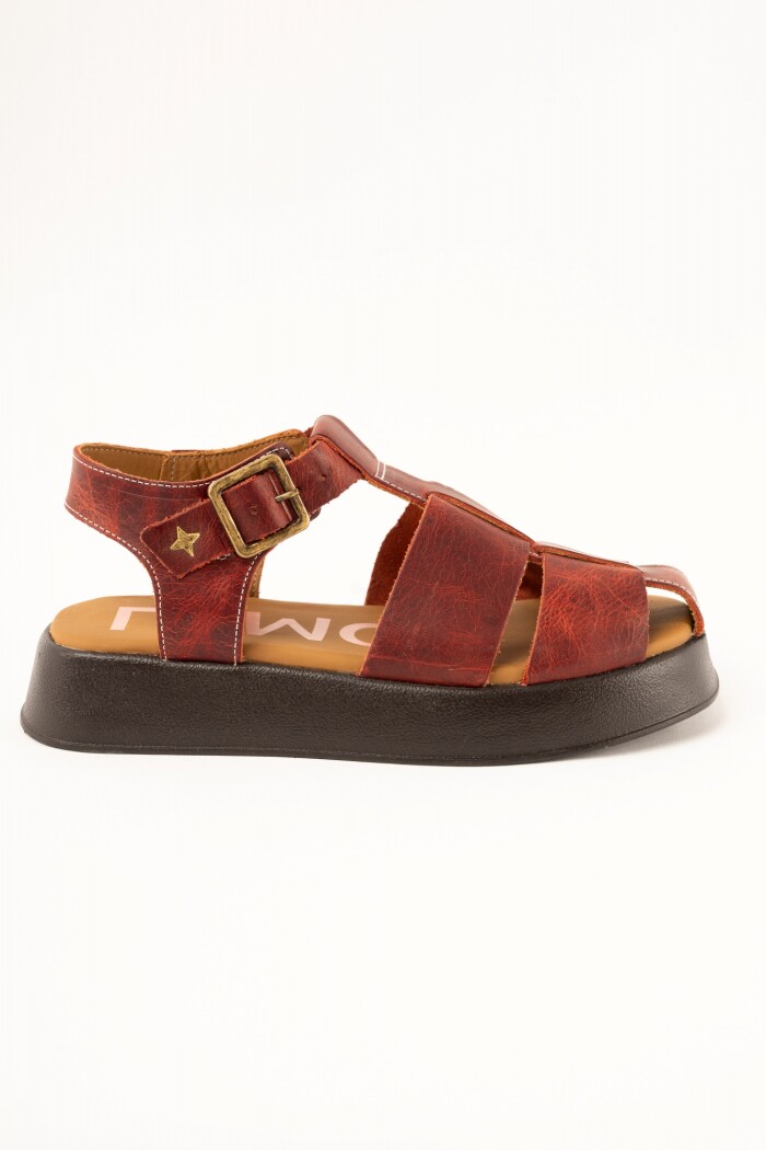 Sandalia Cangrejera Con Plataforma Oxidado