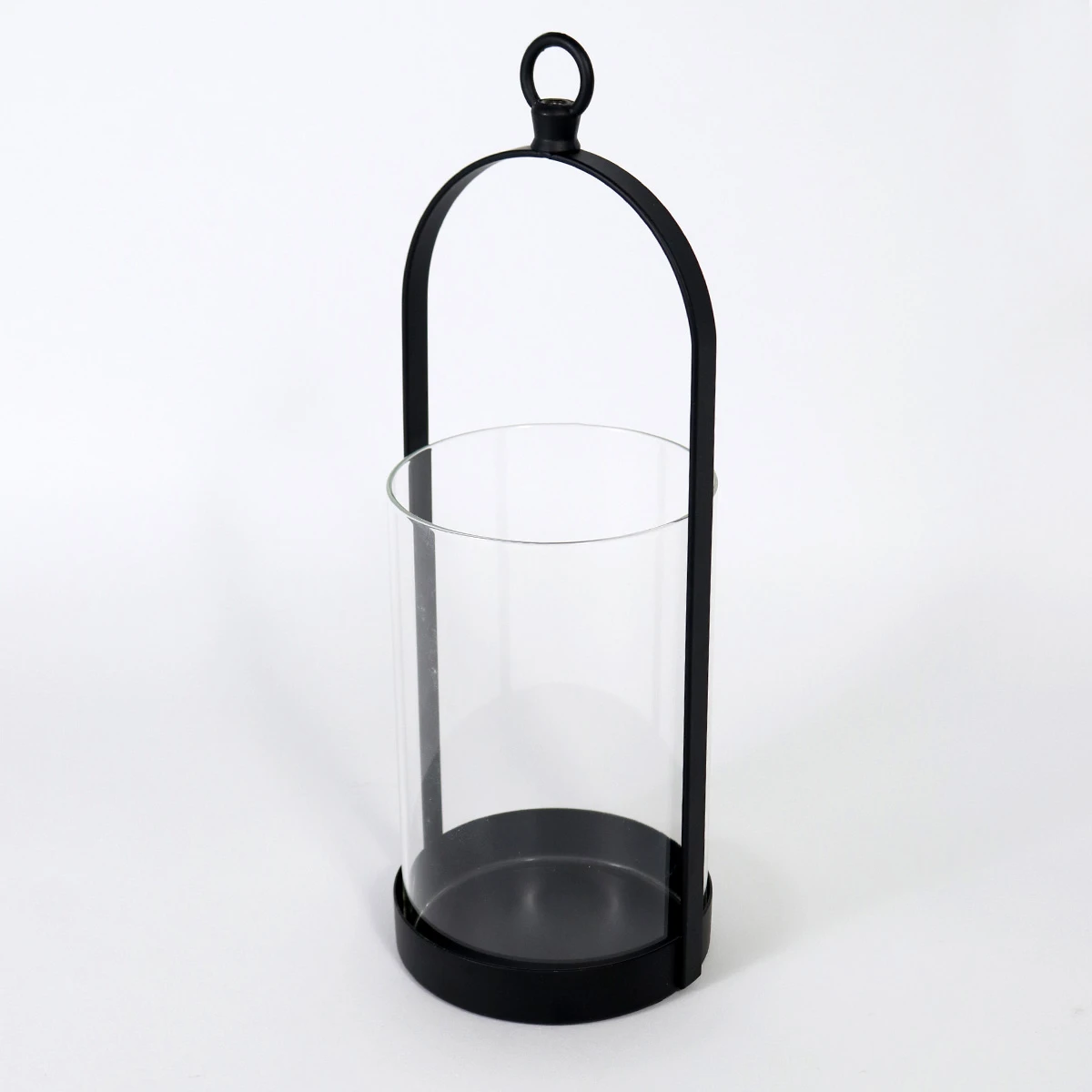 PORTA VELA METAL NEGRO/VIDRIO 10X10X27CM 