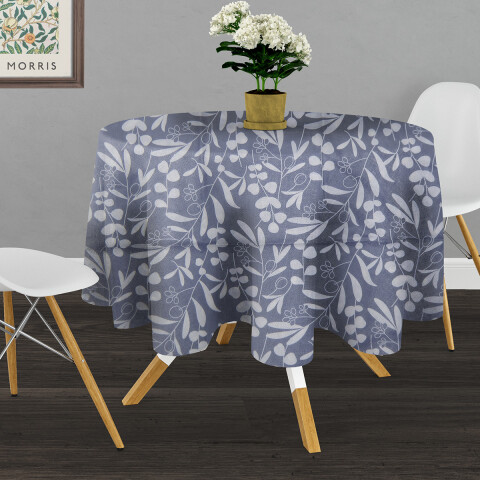 Mantel Bukara Peva Redondo 160 cm 1103 HOJAS CELESTE