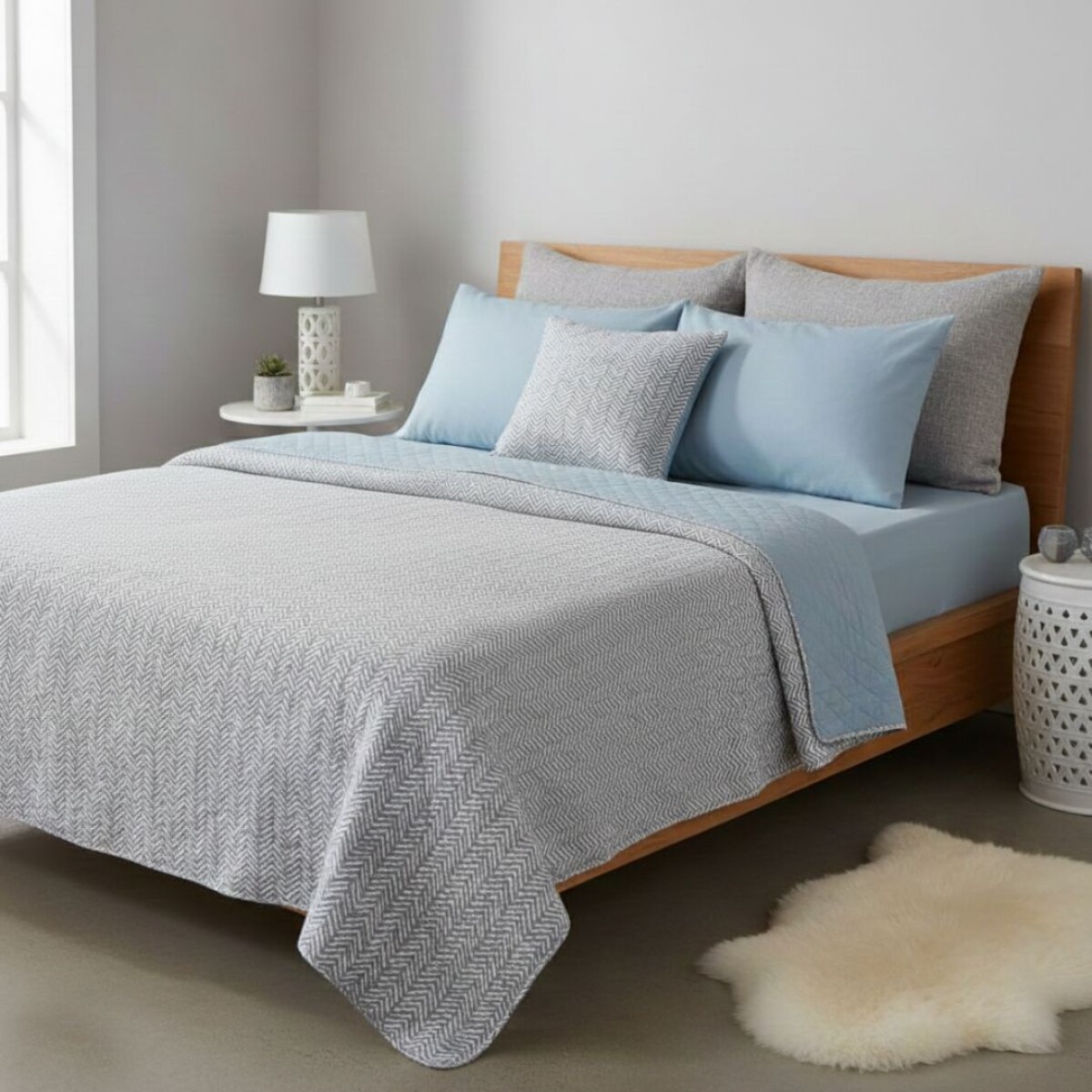 Cubre Cama Richmond Celeste - 2 Plazas 